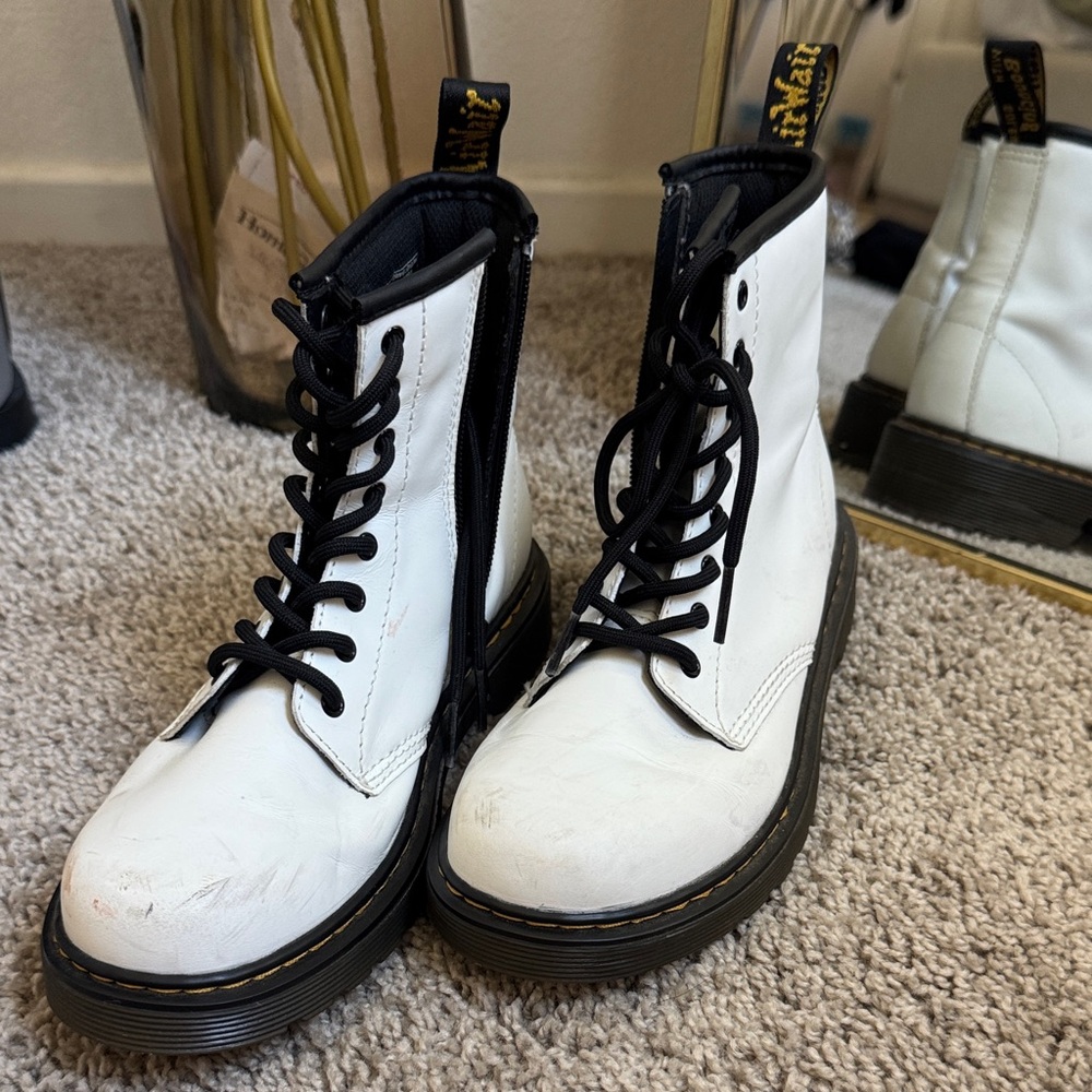Dr. Martens White and Black Combat Boots